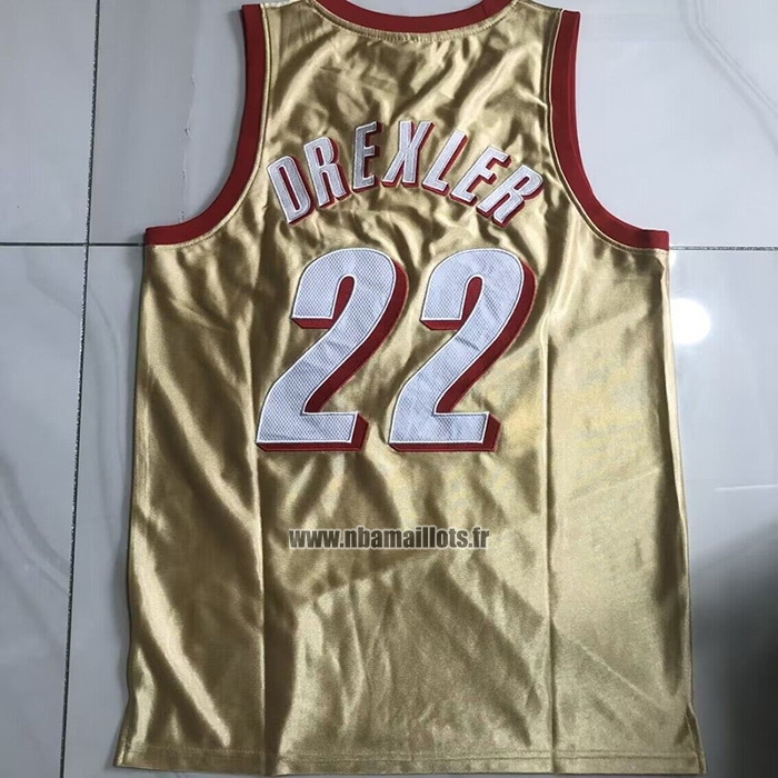 Maillot Portland Trail Blazers Clyde Drexler NO 22 Mitchell & Ness 1991-92 Or